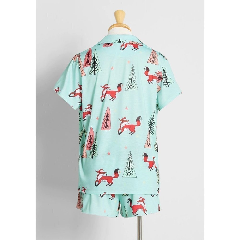 MODCLOTH BREAKFAST FOR DINNER Foxy Festivities Pajama PJ Set Size Medium - Picture 2 of 3